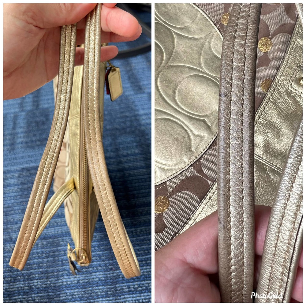 Coach "Laura Admirer" Multi Gold Jacquard Signature Hearts & Dots Tote F18870 - Picture 5 of 11